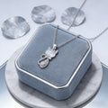 Silver Plated Cat Earrings Bracelet and Necklace Set  Rhinestone Kitten Jewelry Set for Women CZ Cat Jewelry Set Present for Cat Lovers