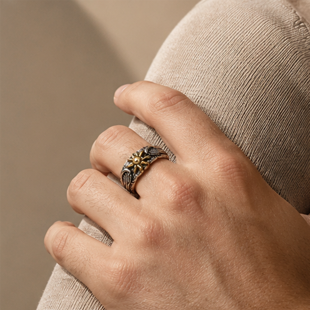 Vintage Sun Wing Adjustable Ring