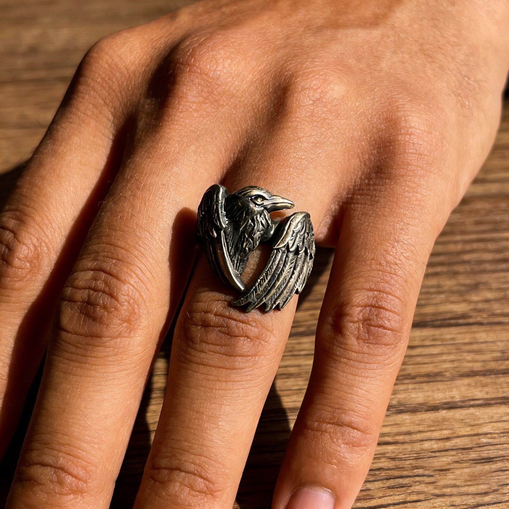 Black Crow Wing Ring for Women Love and Deepspace Cosplay Crow Ring Gothic Guardian Wing Raven Rings