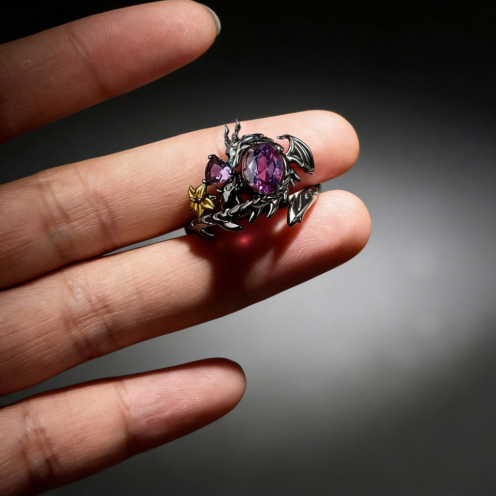 Black Dragon Ring for Women Blue and Purple Zircon Dragon Ring Game Love and deepspace Cosplay Rings