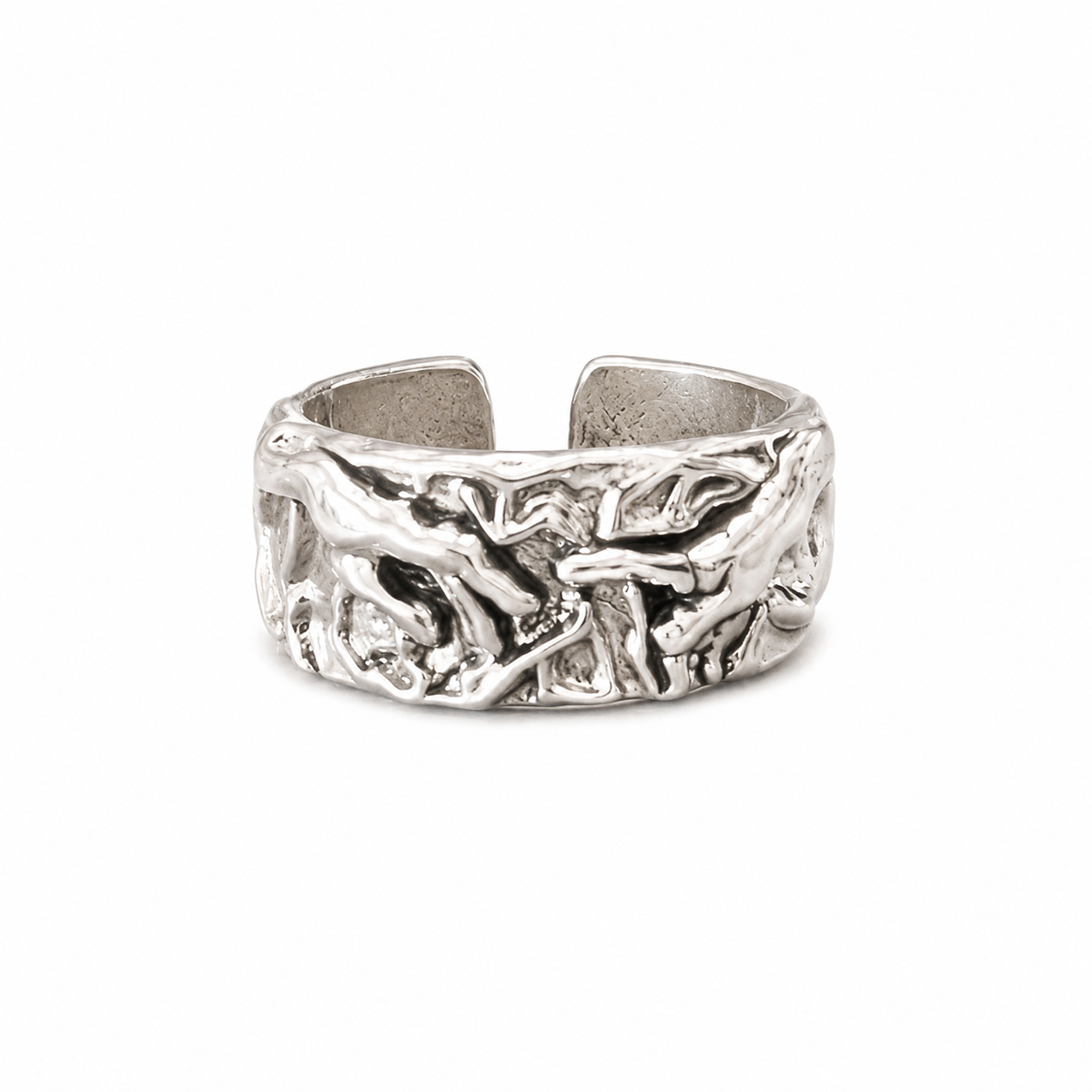 Silver Tone God Hand Adjustable Wide Ring