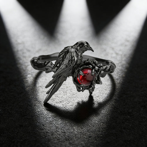 Black Crow Ring for Women Hip Hop Punk Red Zircon Crow Ring Game Love and deepspace Cosplay Costume Accessories