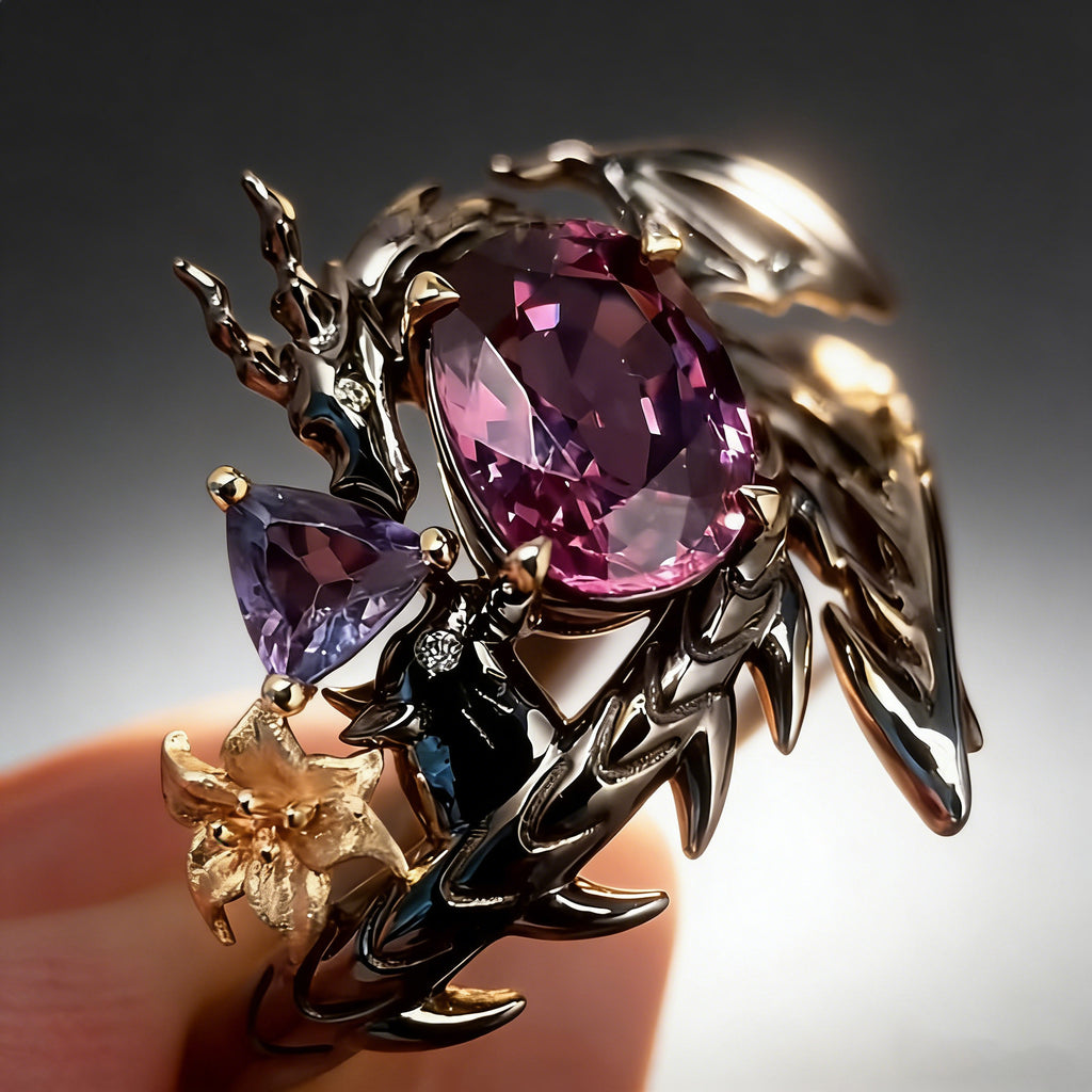 Black Dragon Ring for Women Blue and Purple Zircon Dragon Ring Game Love and deepspace Cosplay Rings