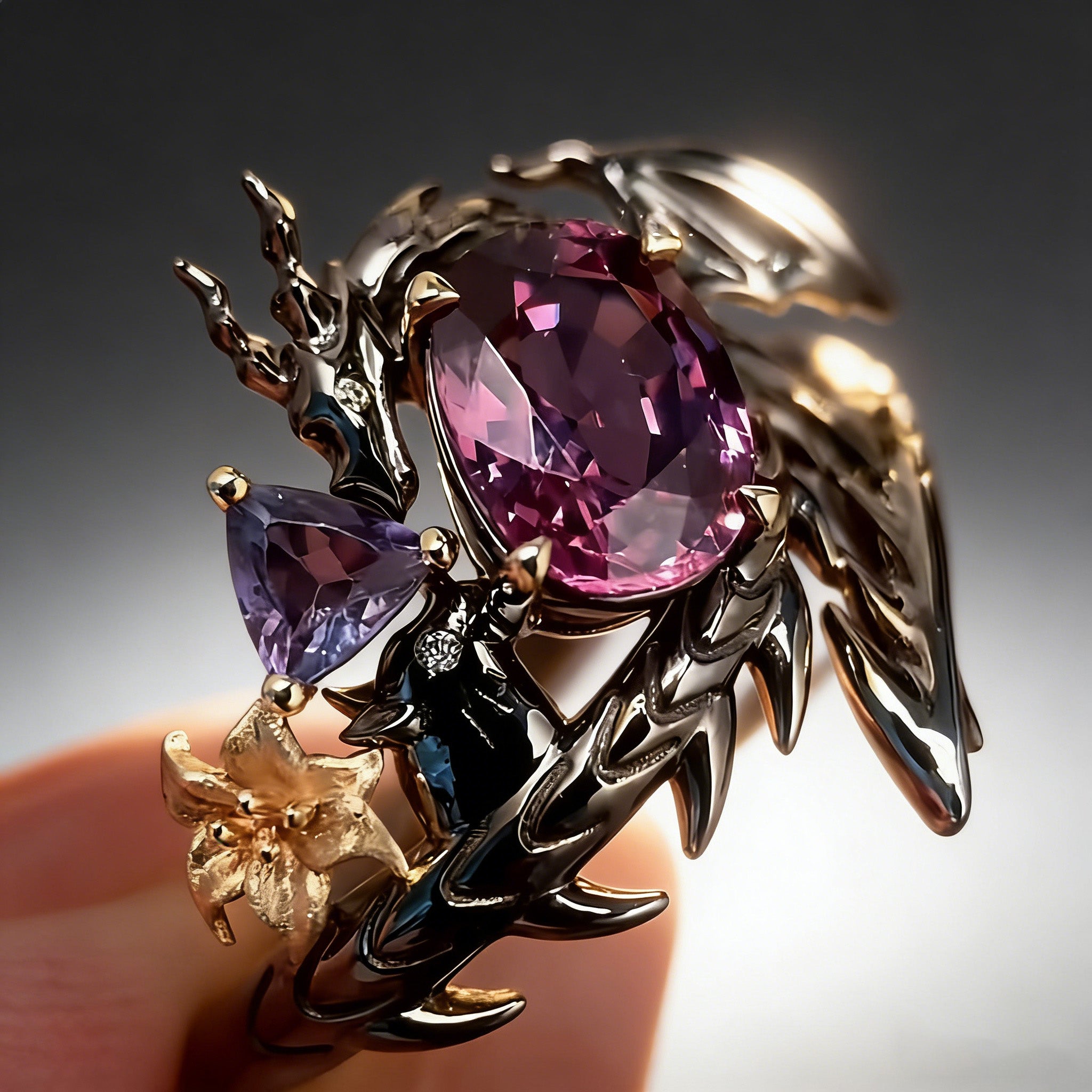 Black Dragon Ring for Women Blue and Purple Zircon Dragon Ring Game Love and deepspace Cosplay Rings