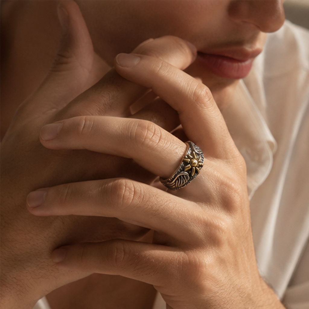 Vintage Sun Wing Adjustable Ring