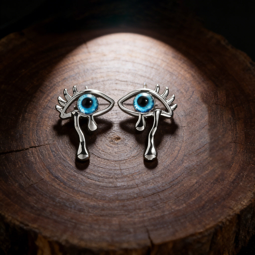 Siliver Plated Evil Eyes Earrings for Women Weeping Turkish Eyes Stud Earring Nazar Amulet Eye of Horus Earrings