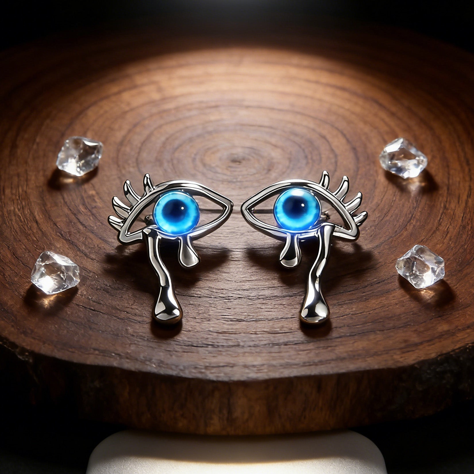 Siliver Plated Evil Eyes Earrings for Women Weeping Turkish Eyes Stud Earring Nazar Amulet Eye of Horus Earrings