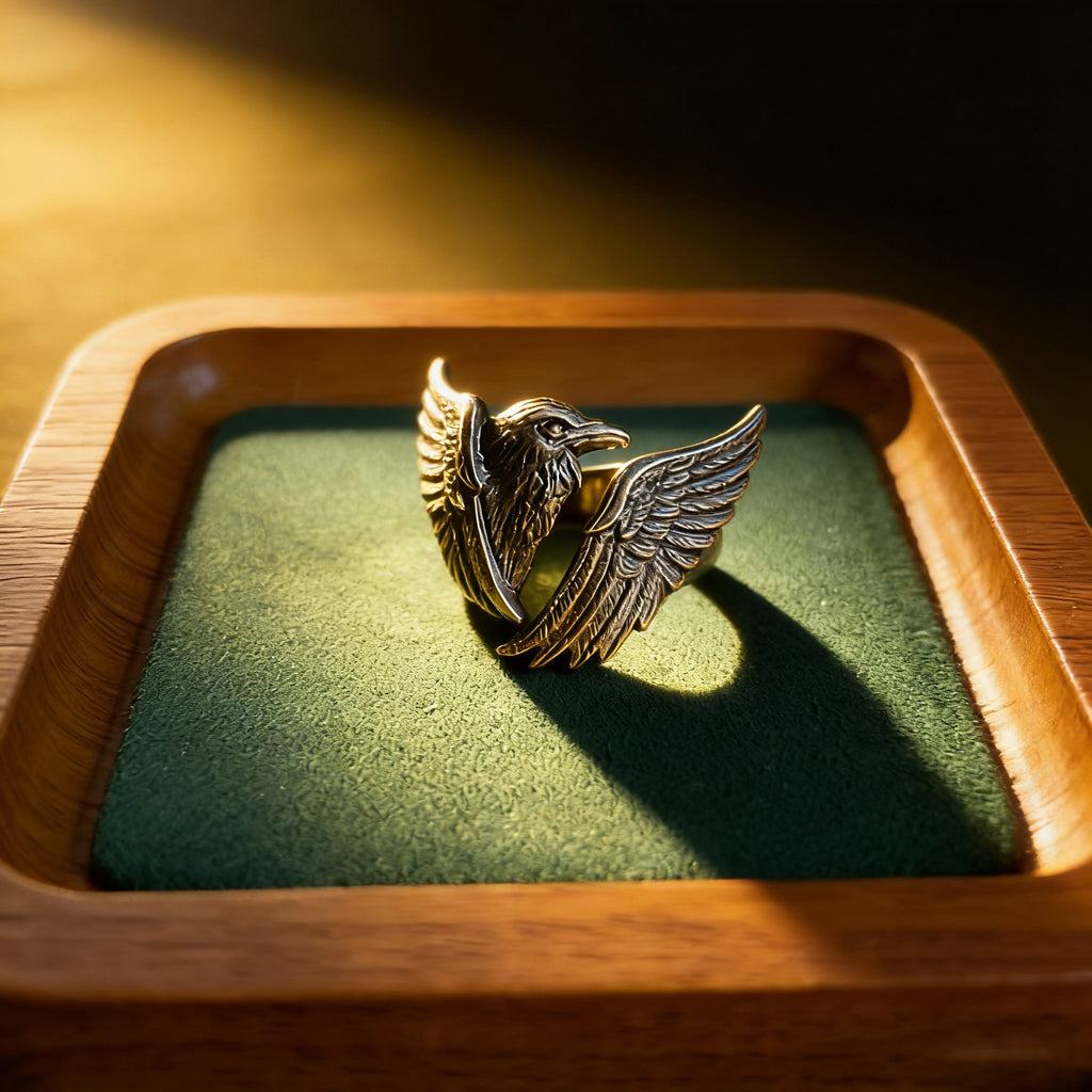 Black Crow Wing Ring for Women Love and Deepspace Cosplay Crow Ring Gothic Guardian Wing Raven Rings