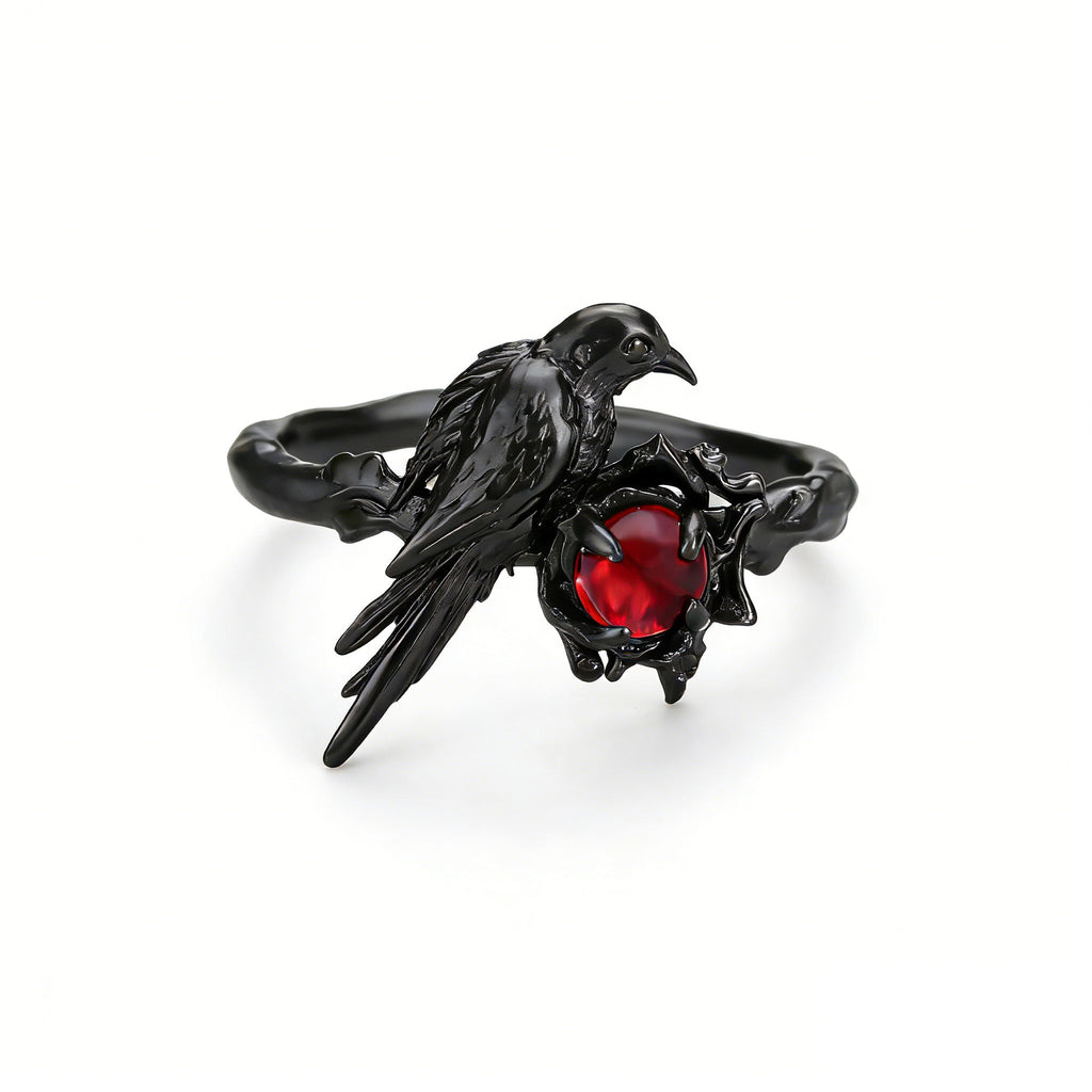 Black Crow Ring for Women Hip Hop Punk Red Zircon Crow Ring Game Love and deepspace Cosplay Costume Accessories