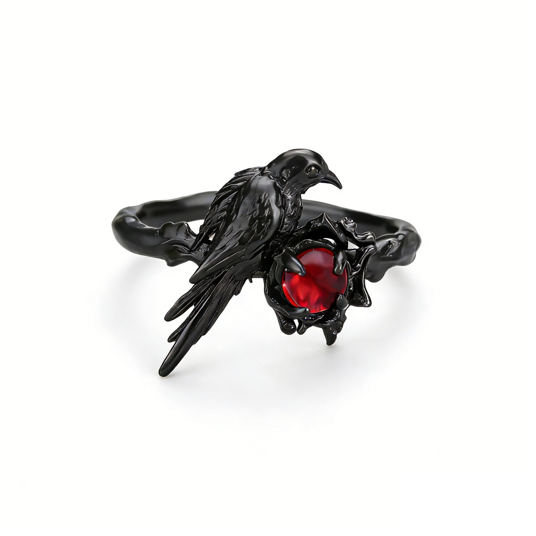 Black Crow Ring for Women Hip Hop Punk Red Zircon Crow Ring Game Love and deepspace Cosplay Costume Accessories