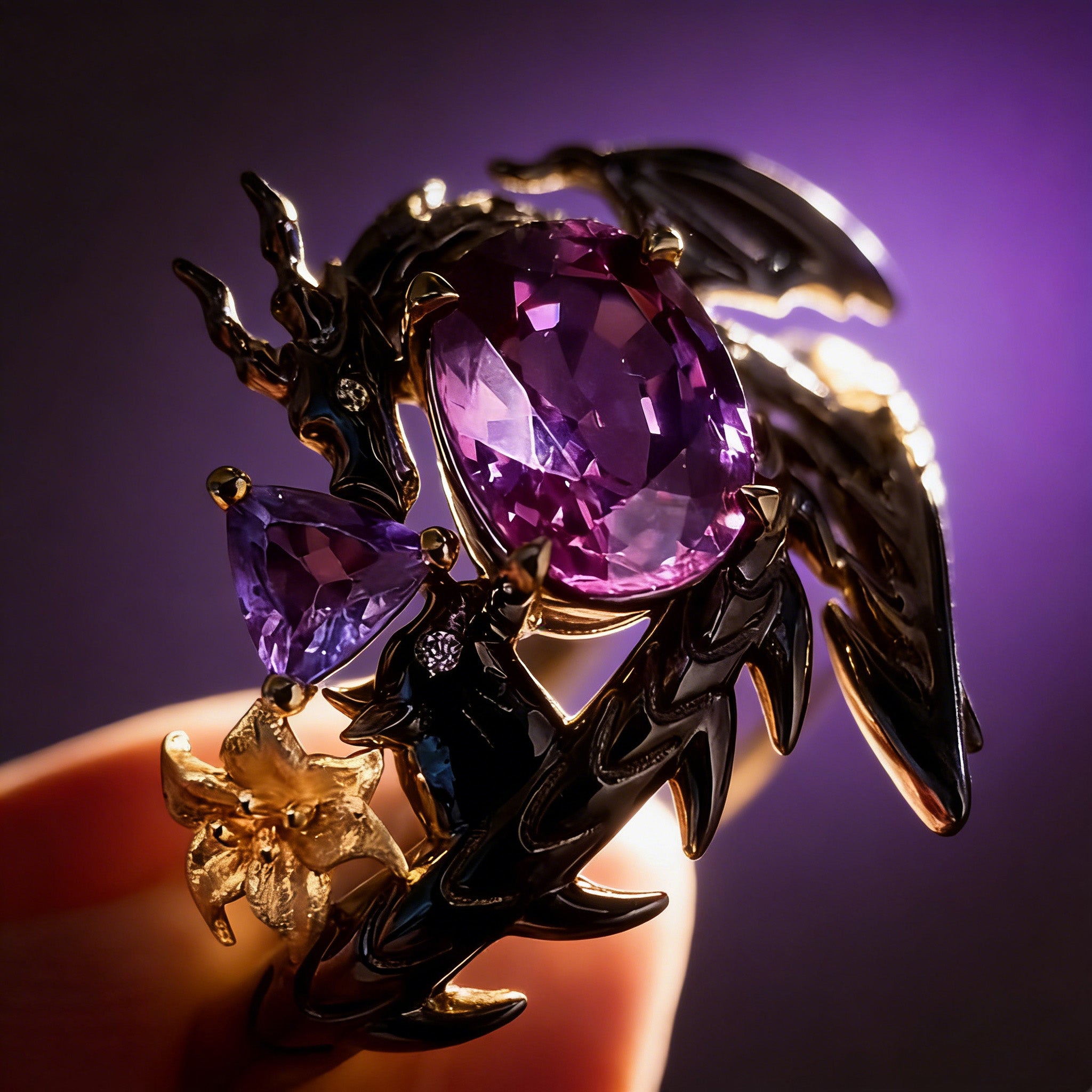 Black Dragon Ring for Women Blue and Purple Zircon Dragon Ring Game Love and deepspace Cosplay Rings