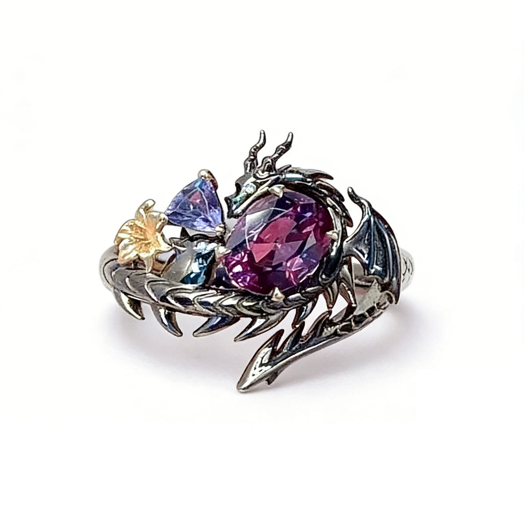 Black Dragon Ring for Women Blue and Purple Zircon Dragon Ring Game Love and deepspace Cosplay Rings