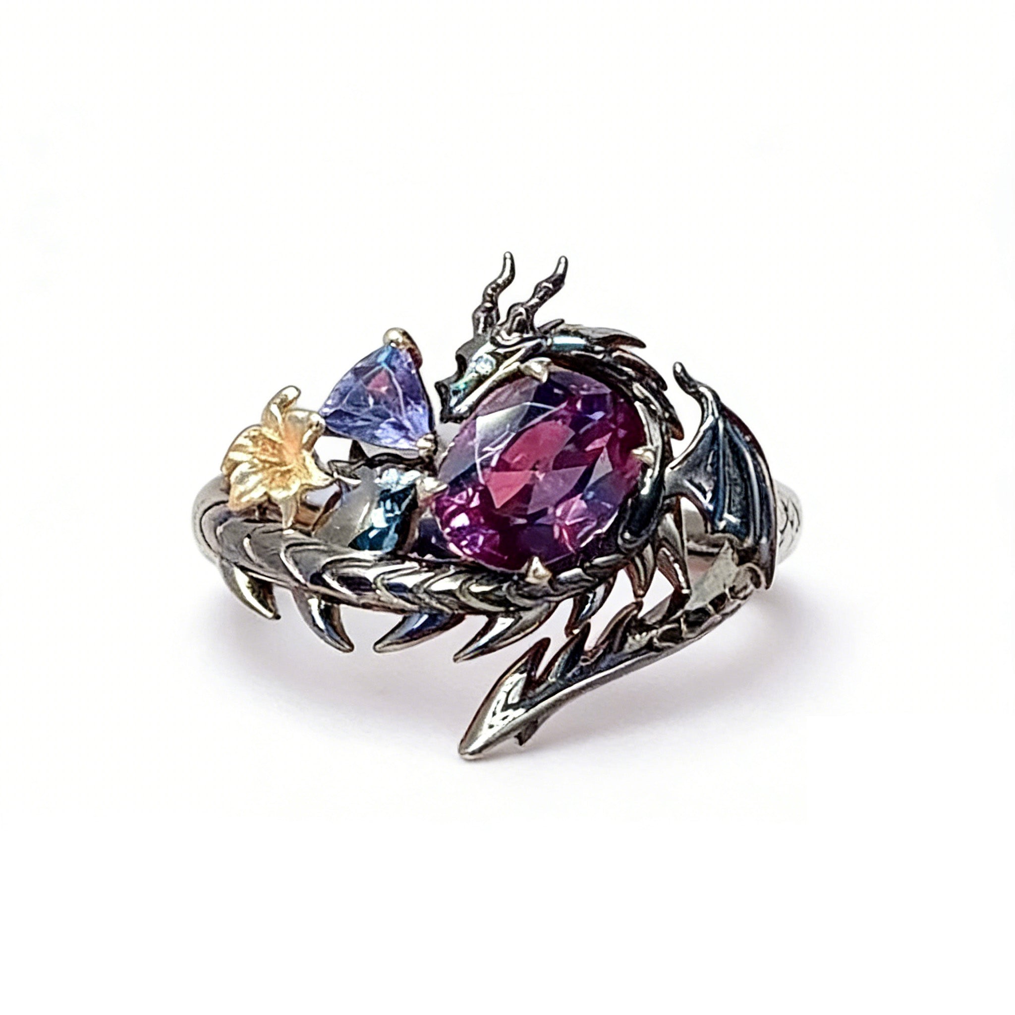 Black Dragon Ring for Women Blue and Purple Zircon Dragon Ring Game Love and deepspace Cosplay Rings