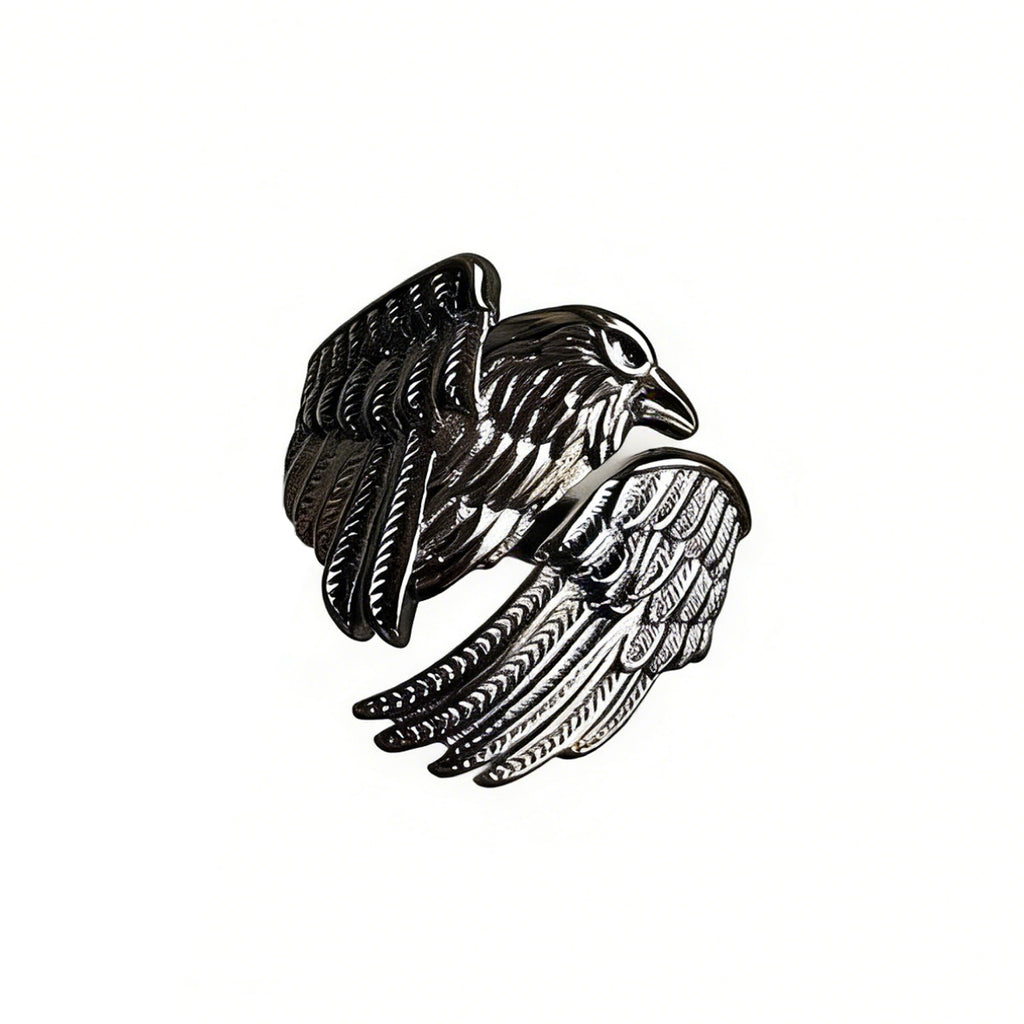 Black Crow Wing Ring for Women Love and Deepspace Cosplay Crow Ring Gothic Guardian Wing Raven Rings