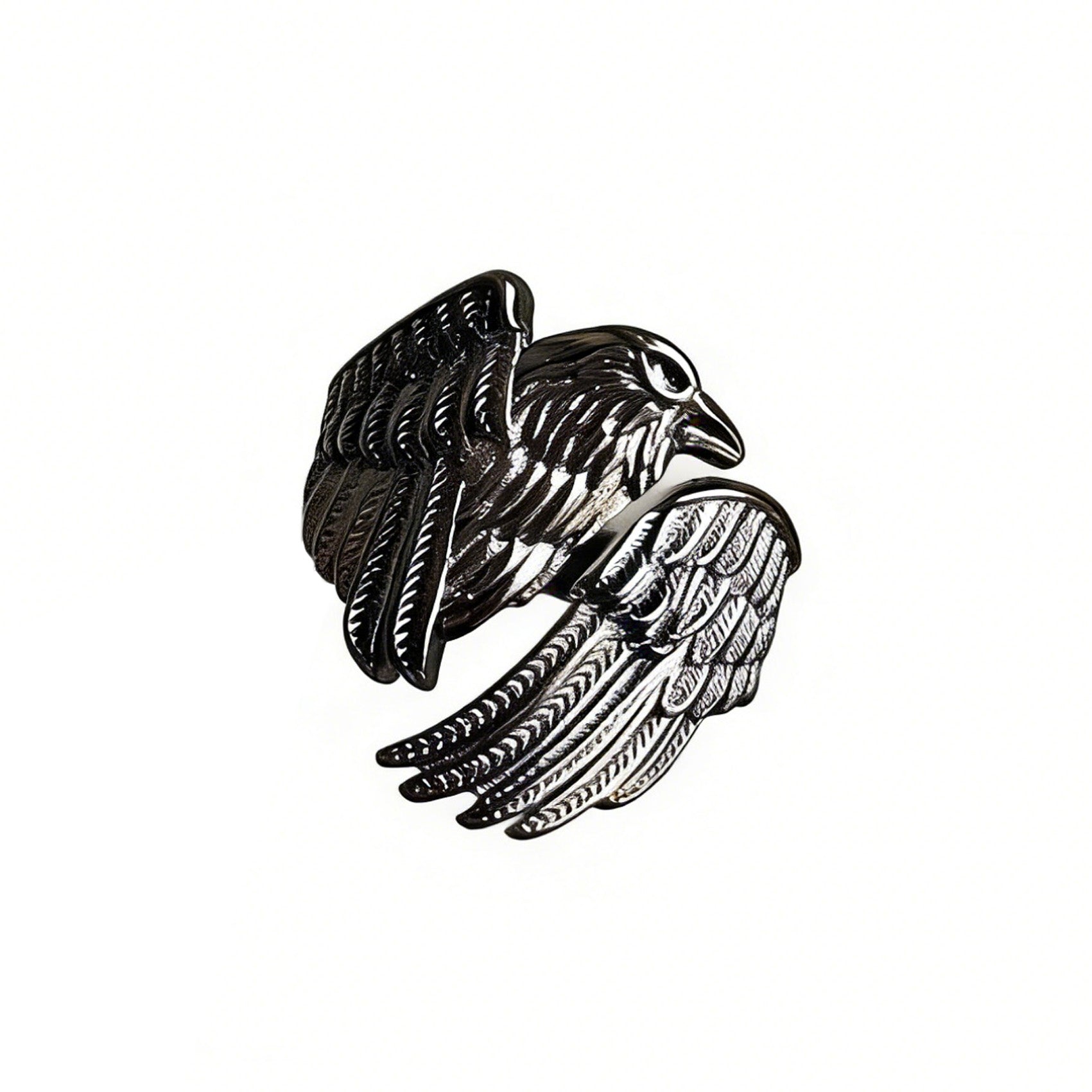 Black Crow Wing Ring for Women Love and Deepspace Cosplay Crow Ring Gothic Guardian Wing Raven Rings