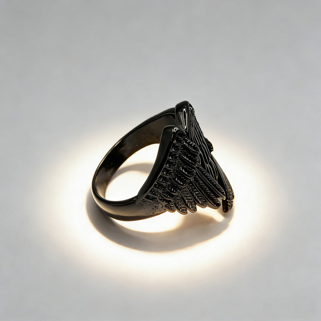 Black Crow Wing Ring for Women Love and Deepspace Cosplay Crow Ring Gothic Guardian Wing Raven Rings