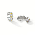 Silver Plated Daisy Flower Hoop Earrings for Women Enamel Daisy  Hoop Earrings Tiny Cute Flower  Earring