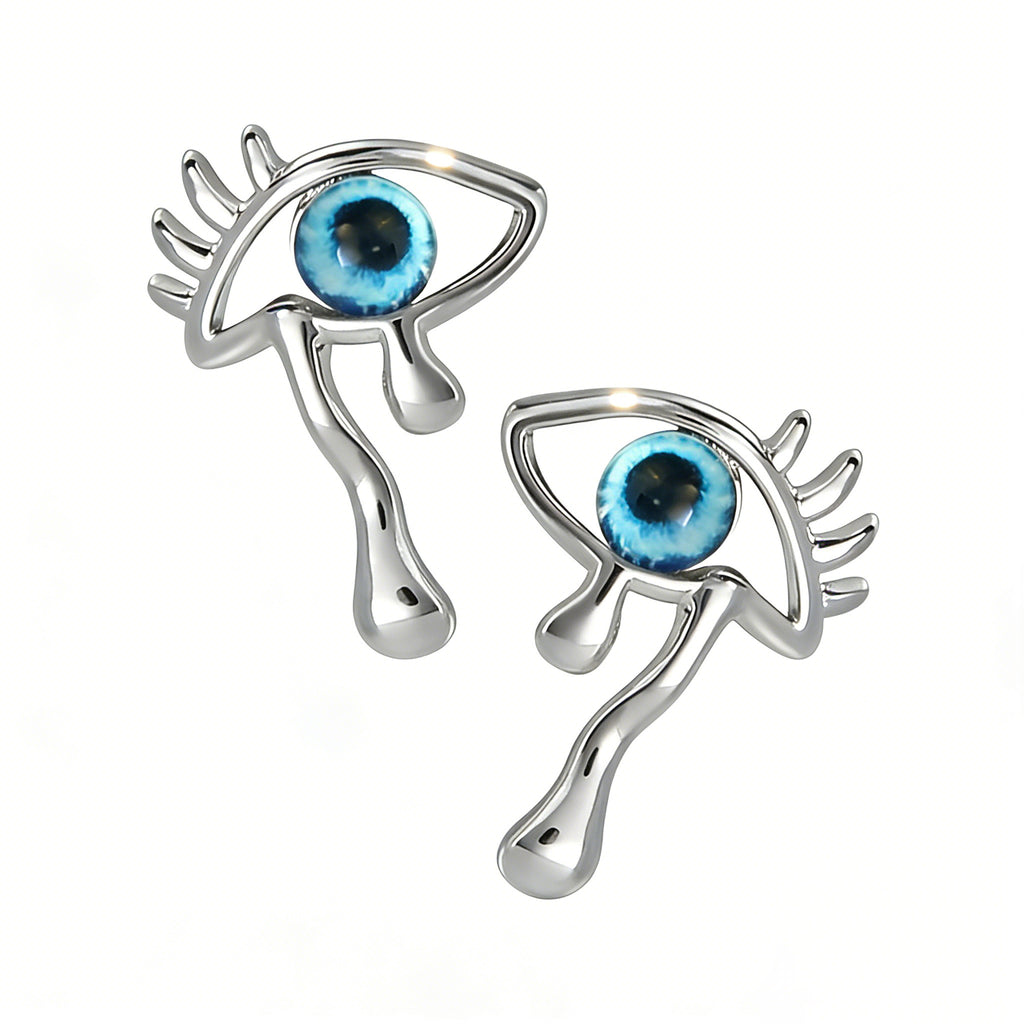 Siliver Plated Evil Eyes Earrings for Women Weeping Turkish Eyes Stud Earring Nazar Amulet Eye of Horus Earrings