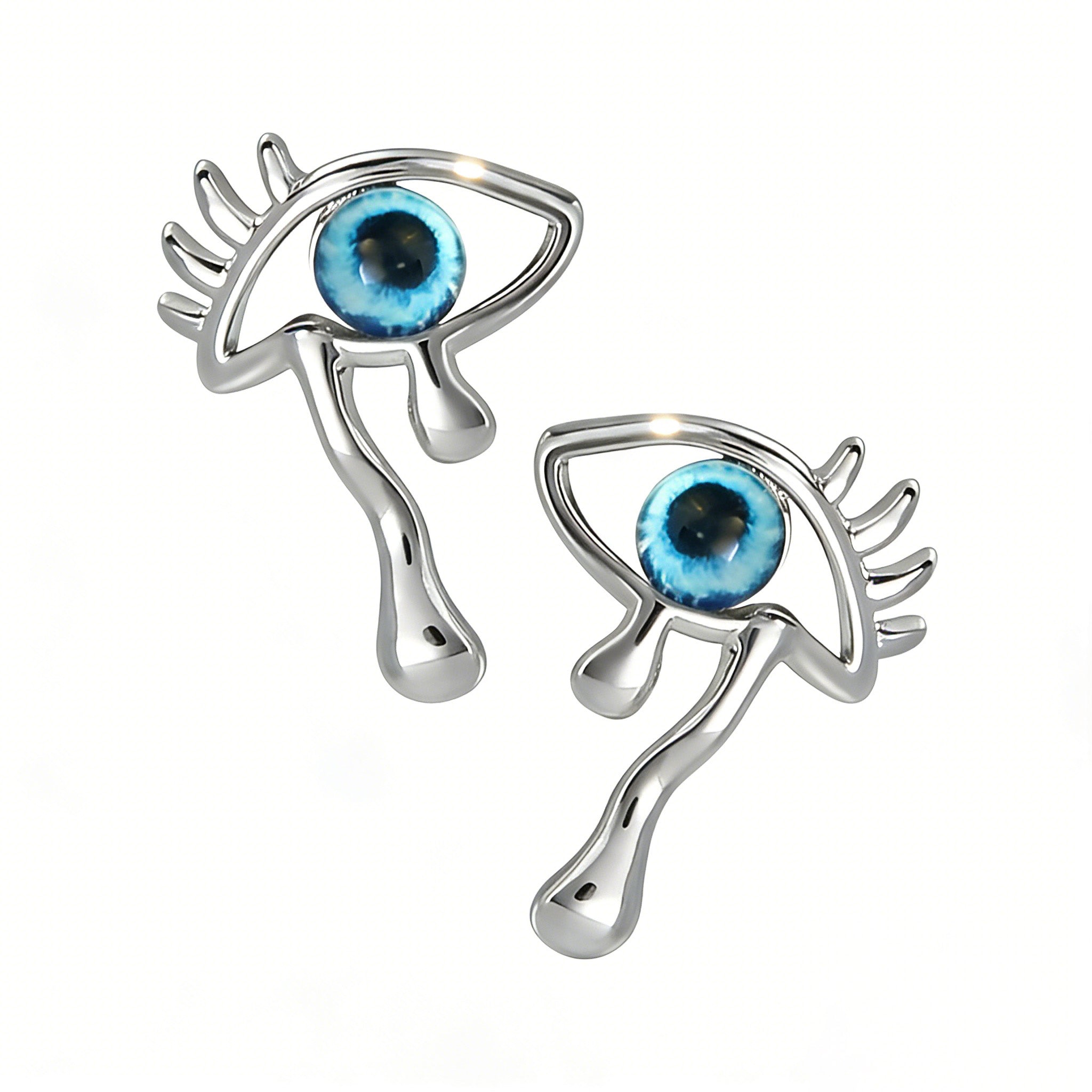 Siliver Plated Evil Eyes Earrings for Women Weeping Turkish Eyes Stud Earring Nazar Amulet Eye of Horus Earrings