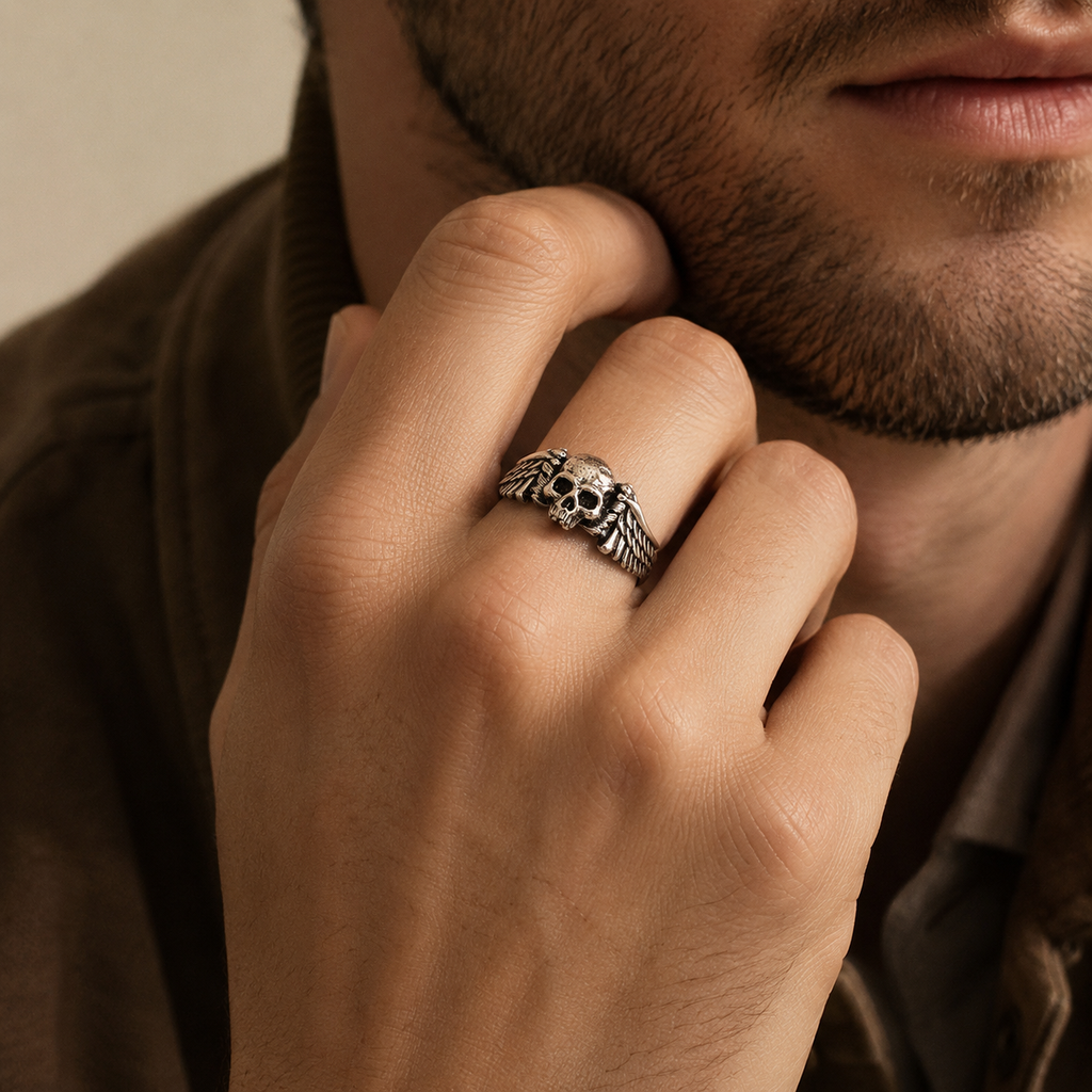 Vintage Skull Wing Adjustable Ring