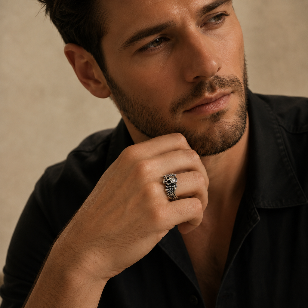 Vintage Skull Wing Adjustable Ring