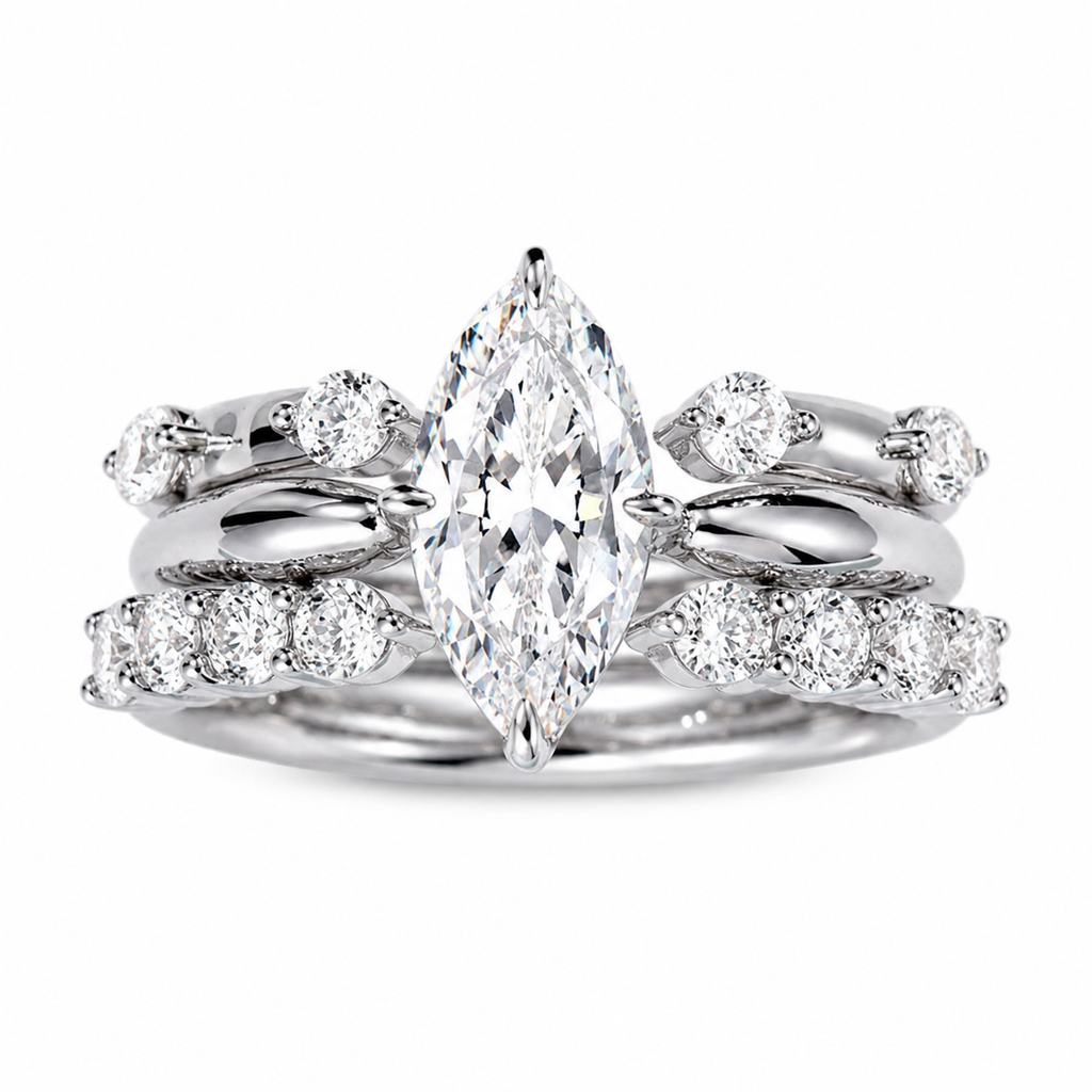 Triple Layer Marquise CZ Adjustable Open Ring