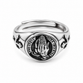Silver Tone Prayer Hands Adjustable Ring