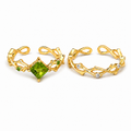 Gold Tone Green CZ Adjustable Ring Set