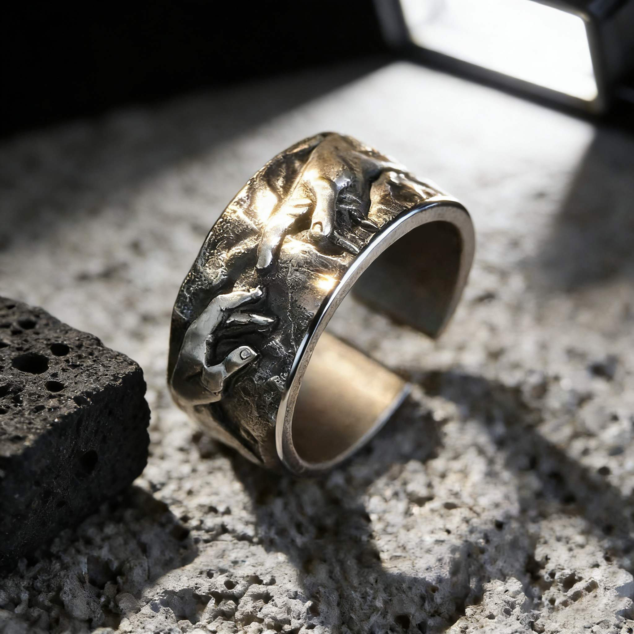 Silver Plated Creation of Adam Rings Vintage Adam Genesis Ring Religious God Giving Life Ring