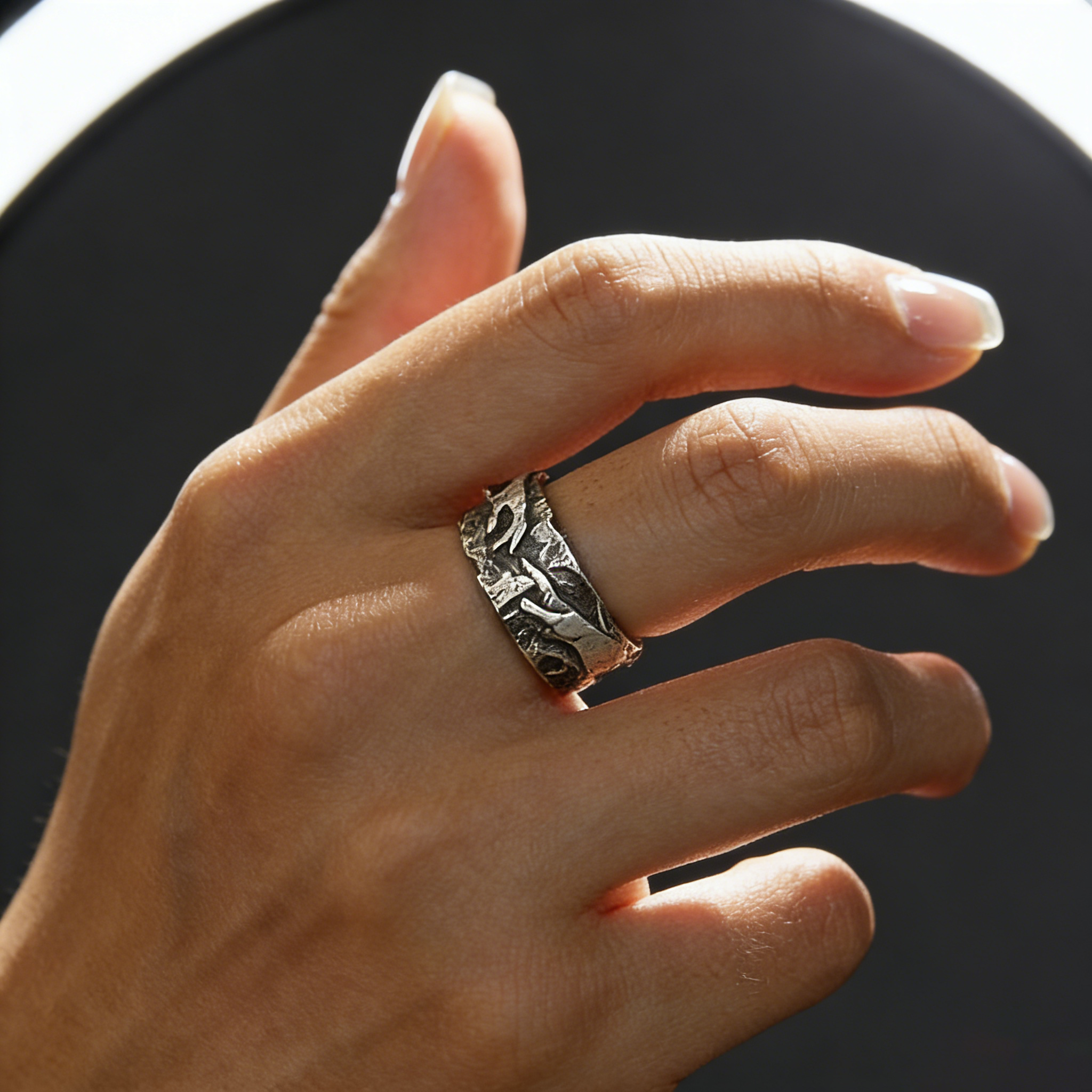 Silver Plated Creation of Adam Rings Vintage Adam Genesis Ring Religious God Giving Life Ring
