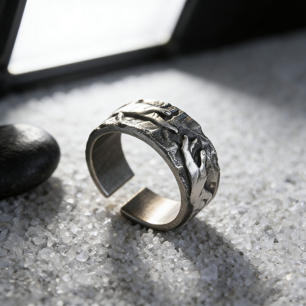 Silver Plated Creation of Adam Rings Vintage Adam Genesis Ring Religious God Giving Life Ring