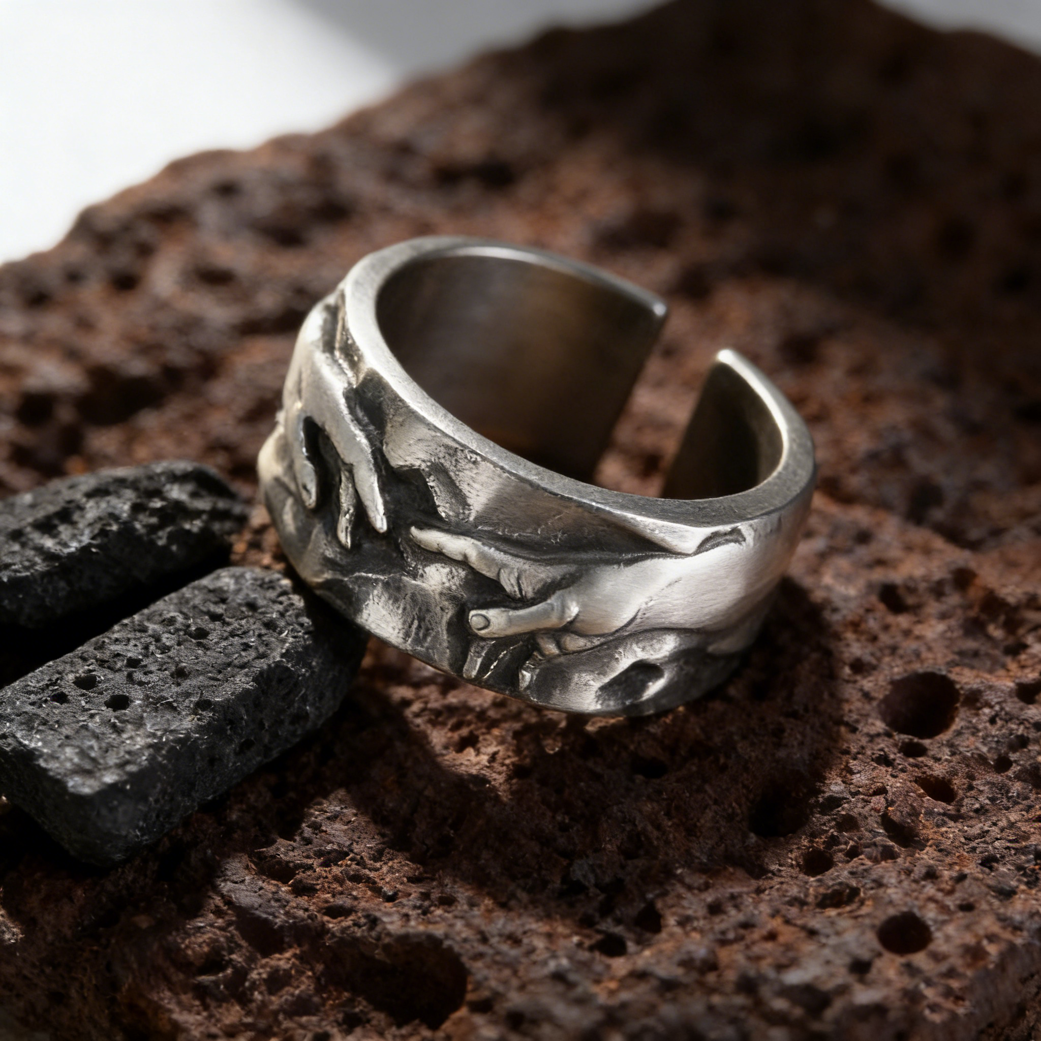 Silver Plated Creation of Adam Rings Vintage Adam Genesis Ring Religious God Giving Life Ring