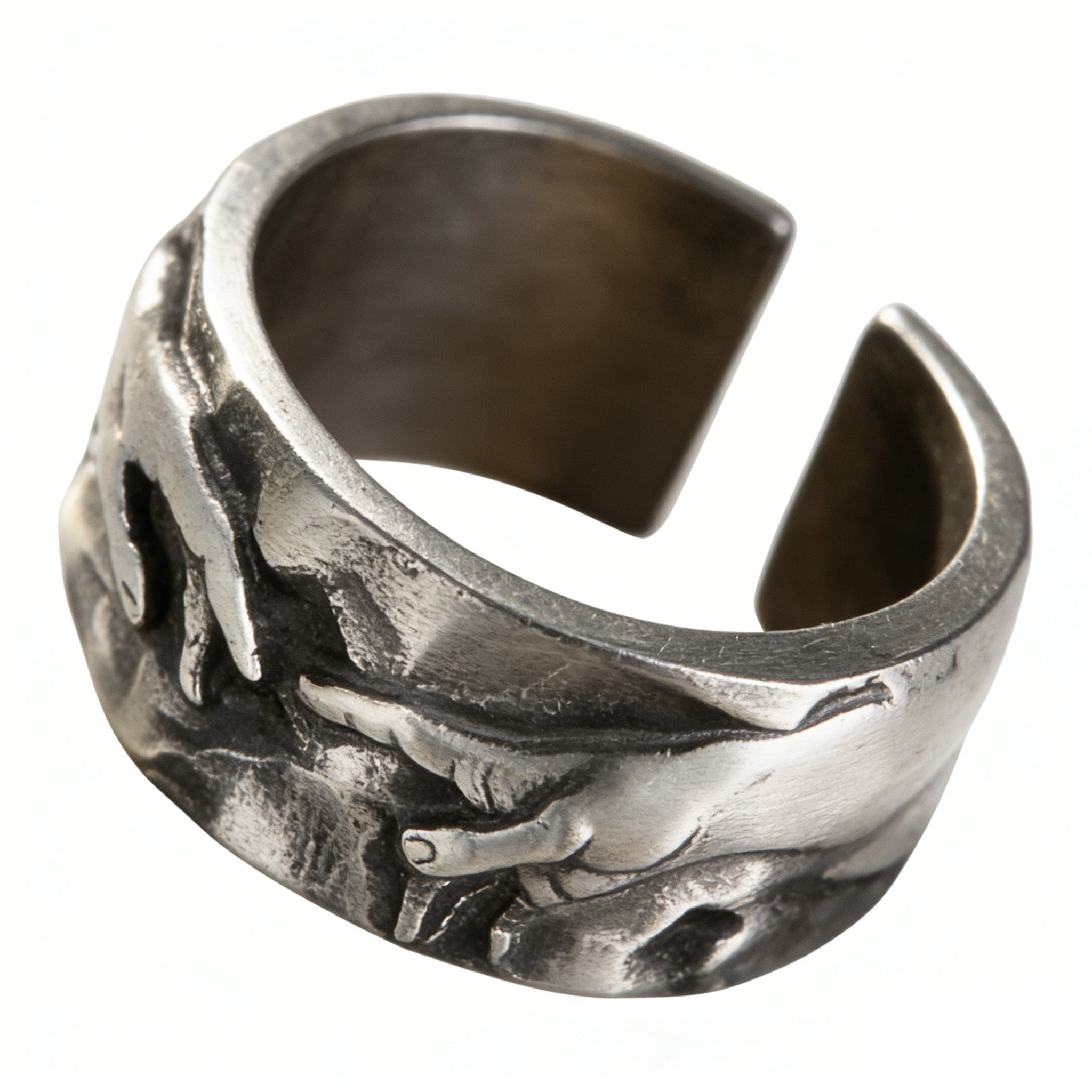 Silver Plated Creation of Adam Rings Vintage Adam Genesis Ring Religious God Giving Life Ring