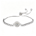 Silver Tone CZ Adjustable Slider Bracelet