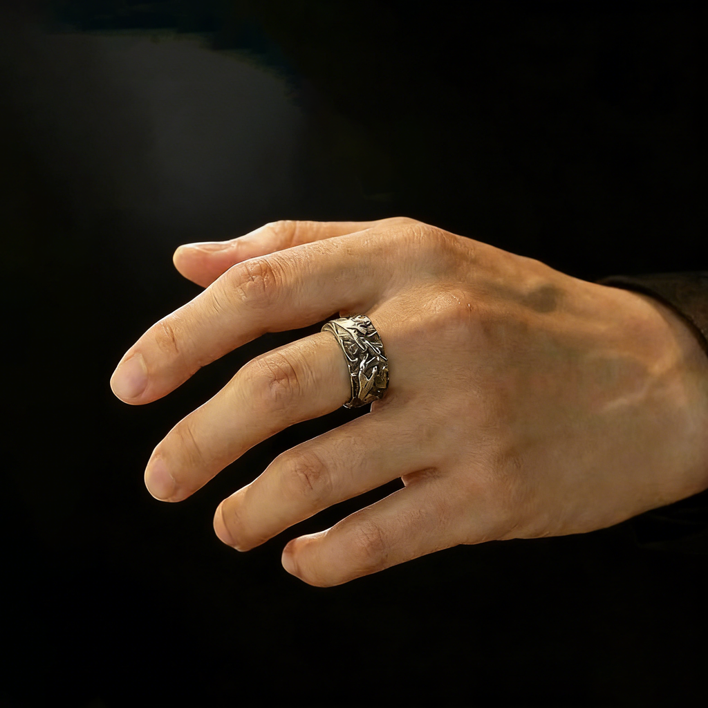 Silver Plated Creation of Adam Rings Vintage Adam Genesis Ring Religious God Giving Life Ring