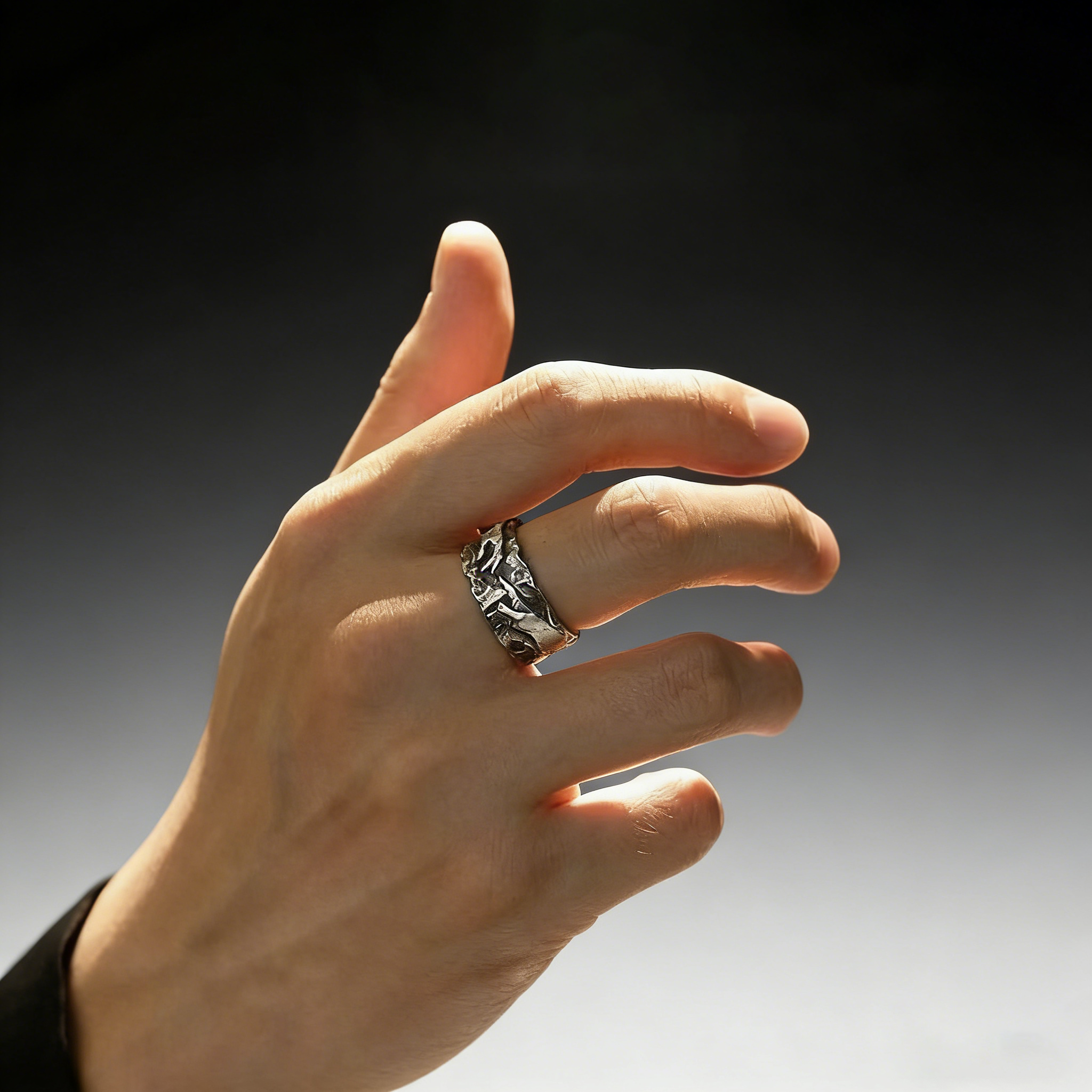 Silver Plated Creation of Adam Rings Vintage Adam Genesis Ring Religious God Giving Life Ring